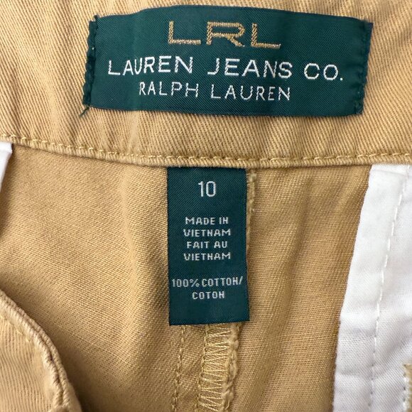 LRL Lauren Jeans Co Shorts Khaki Tan Size 10 7" Inseam - Picture 2 of 7